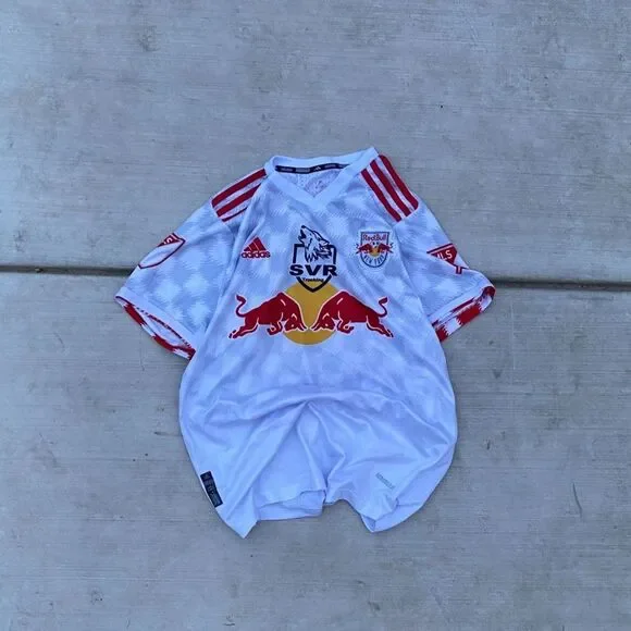 Red Bull New York Adidas Jersey White Red AEROREADY Men’s Medium #15 R. Lobera - Picture 2 of 8
